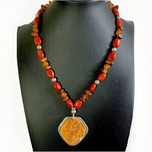 Carolyn Pollack Rodriguez Sterling Silver Jasper Carnelian Butterfly Necklace